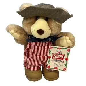 Vintage 1986 Wendy's Furskins Bear Dudley 7” Plush Toy NWT